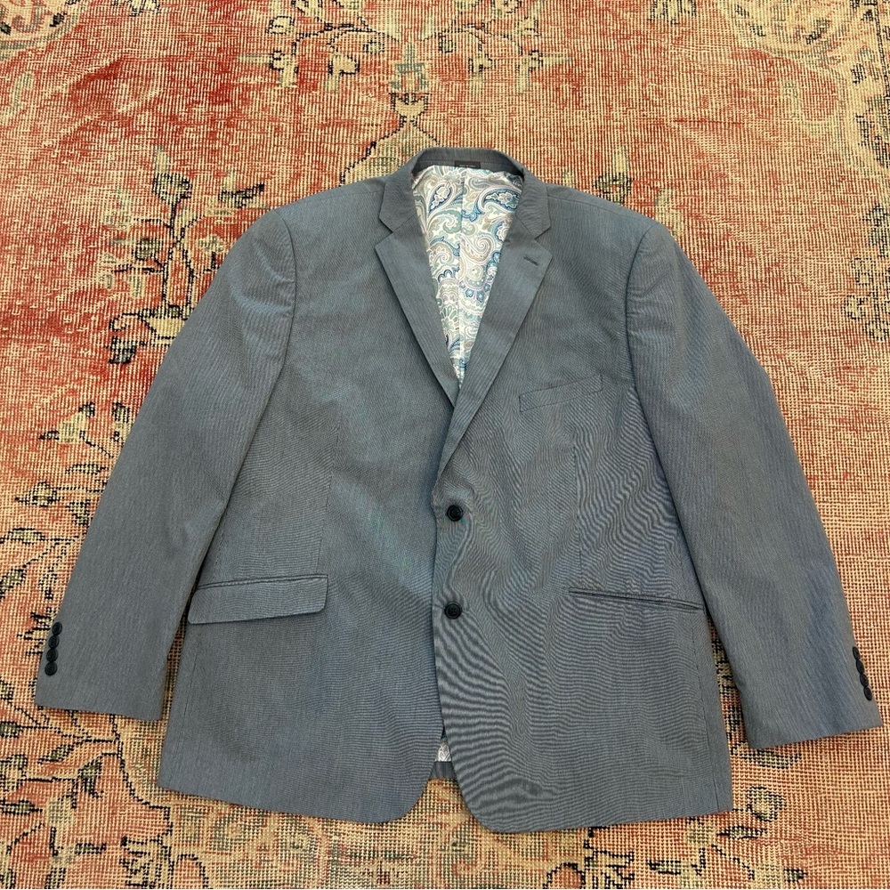 Madison Modern Fit Mens 48R Gray Blazer Paisley Lined Sport Coat Jacket